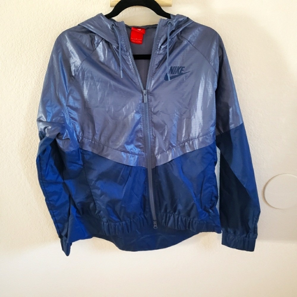 Nike Windrunner Windbreaker Jacket Blue Colorblock Hooded Mesh Large Gorpcore